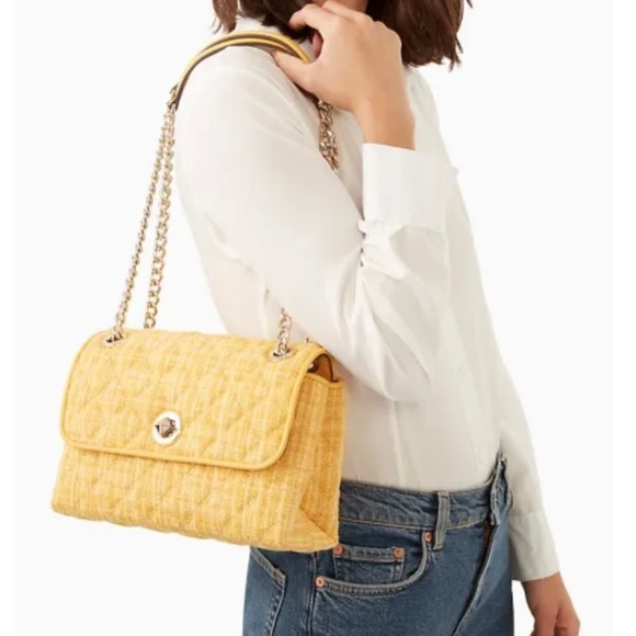 KATE Spade Natalia Tweed Medium Flap Quilted Shoulder Bag, Cut Mango - Picture 10 of 10